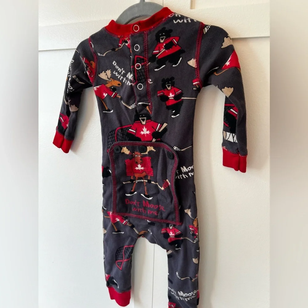 Lazy One Baby Don’t‎ Moose With Me One Piece Flapjack Pajamas Size 6 Months